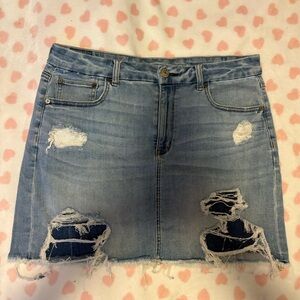 American Eagle Curvy High-Rise Mini Denim Skirt